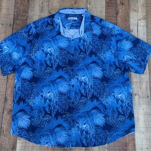 Tommy Bahama 100% Silk Blue Leaf Print Shirt